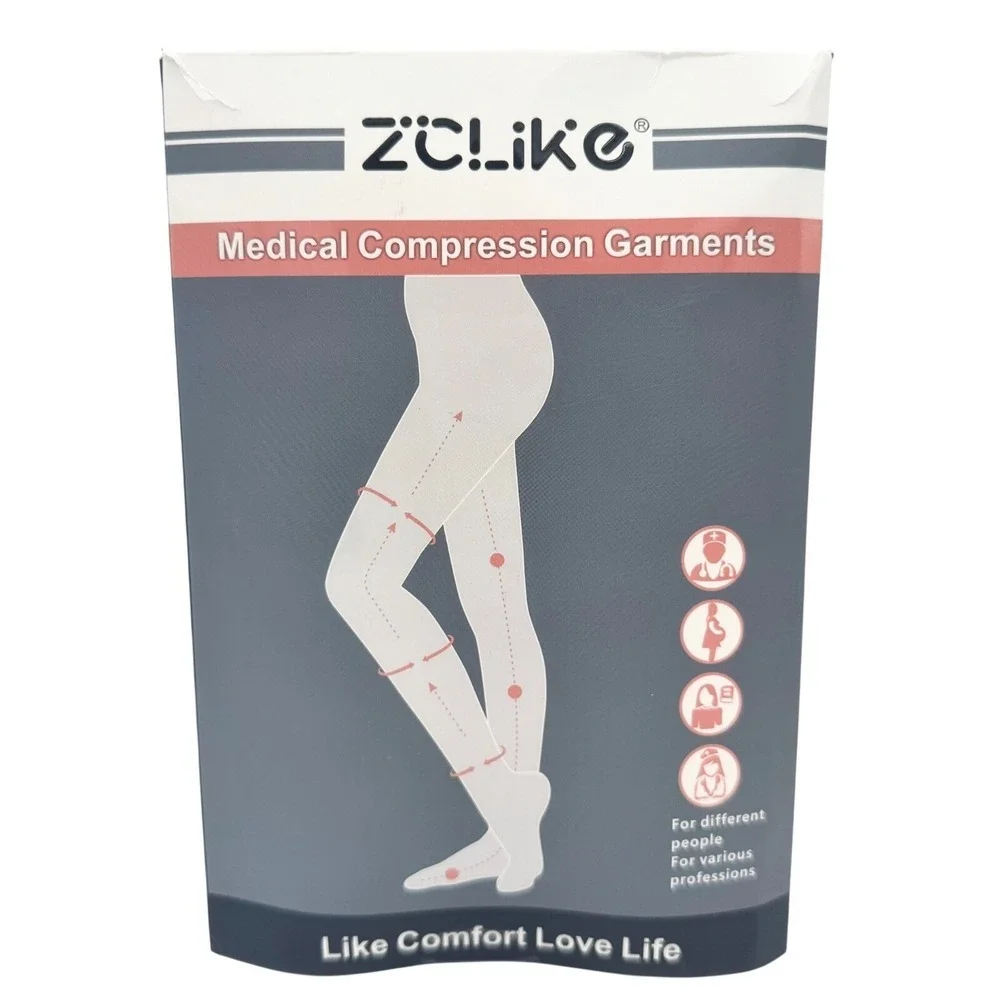 Medical Compression Pantyhose 20-30 mmHg Beige XL Closed Toe New ZCLIKE